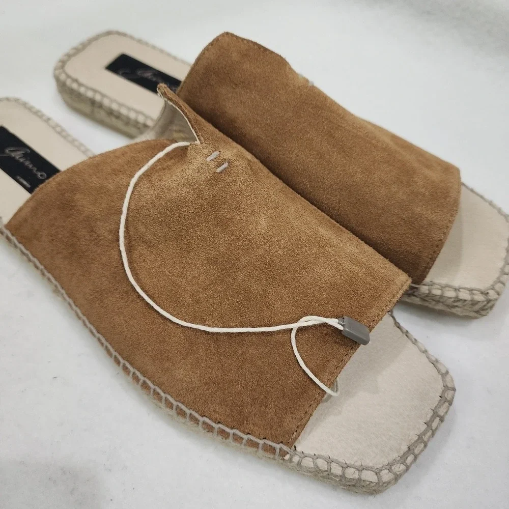 Gaimo Women Eu 42 Us 11 Slide Brown Suede Comfort Slip On Espadrille Sandals